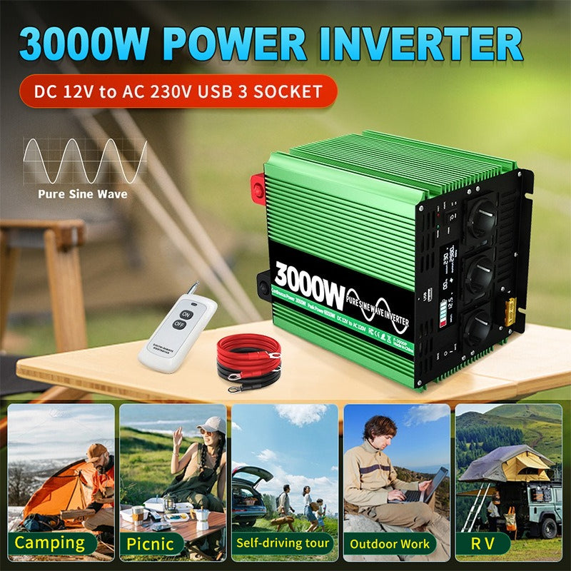 GreenZech Elite SR Inverter | 3000W 4000W 5000W | Universal DC 12V-24V to AC 110V-240V | Professional Pure Sine Wave Power Station