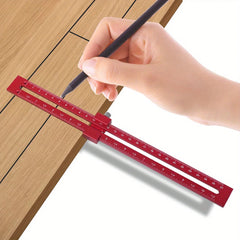 Woodworking Pocket Ruler with Positioning Needle & Compass, Dual Scale (Metric & Inch), Durable Aluminum Alloy, 300mm