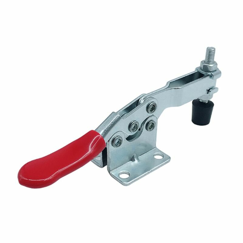 Heavy-Duty Toggle Clamp, 220 lbs Capacity, Zinc-Plated Steel, Adjustable Rubber Tips, Low Profile Design, 143mm Length
