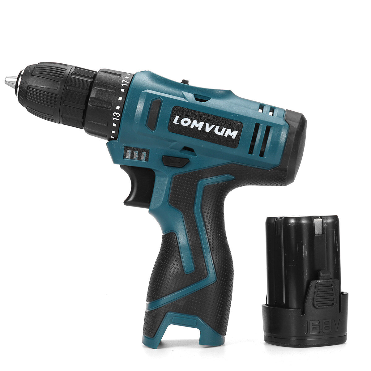 16.8V 3/8" Impact Drill 1350rpm 2 Speeds LED Cordless Drill Driver Kit w/ Li-Ion Battery & Charger