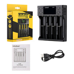 LCD Smart Battery Charger 4 Slot Charger for 18650 26650 18350 NiMH AA