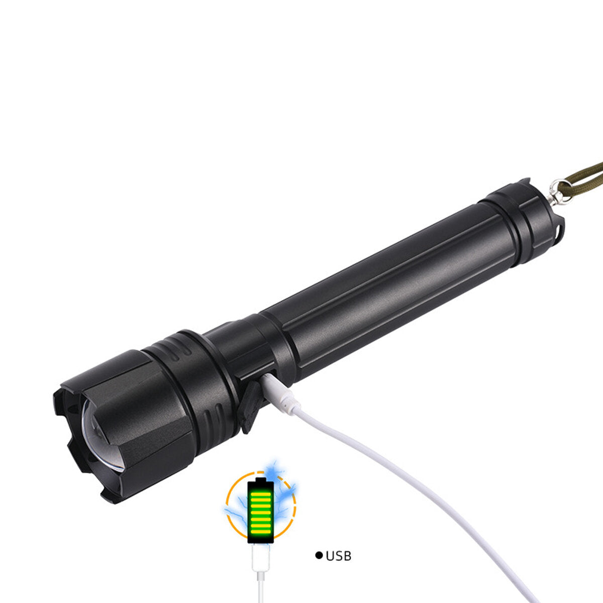 1000LM 300M Long Range SOS 18650 Flashlight USB Rechargeable Mobile Powerbank For Phone