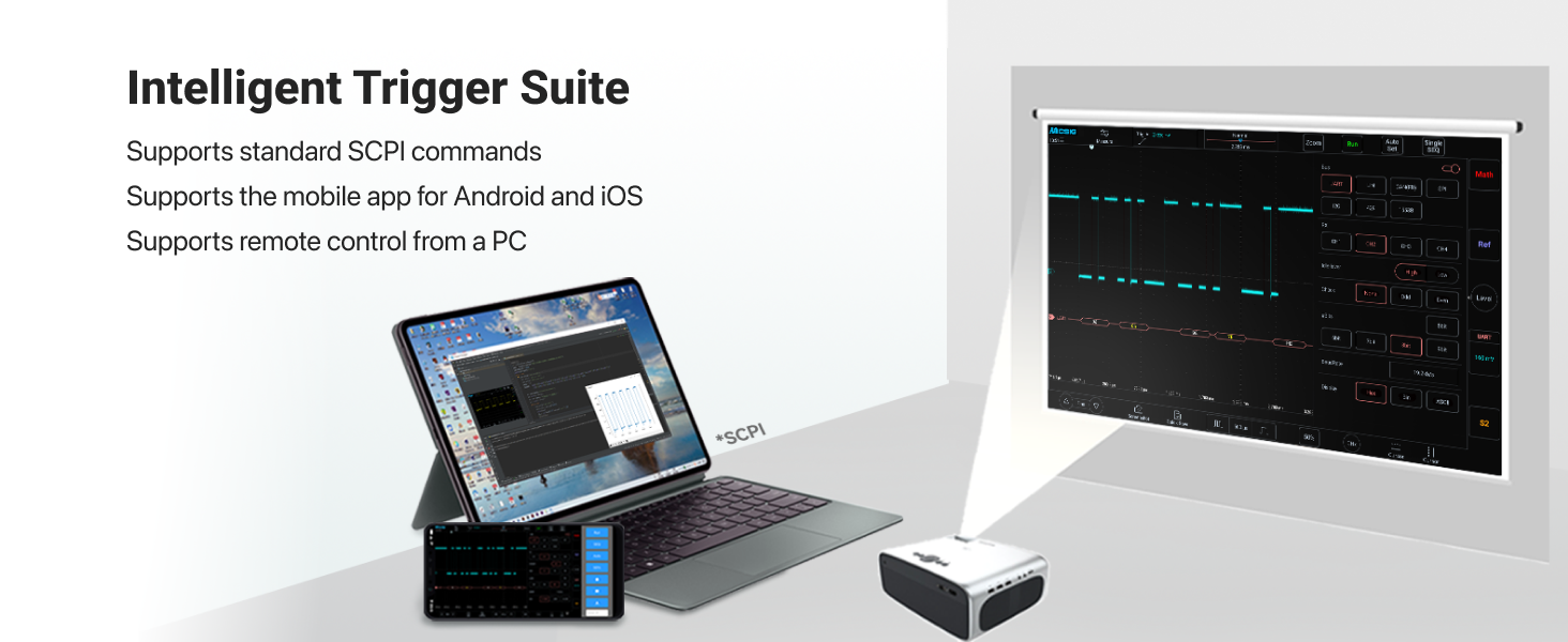 100MHz Tablet Oscilloscope, 4 Channels, 12-Bit Resolution, 1GSa/s, 110Mpts Memory & 8-Inch Touchscreen