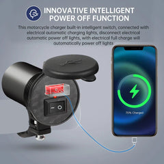 Waterproof Motorcycle USB Charger 12V 5V 1.5A Adapter for Phone & Mobile Devices - 112CM Cable Length