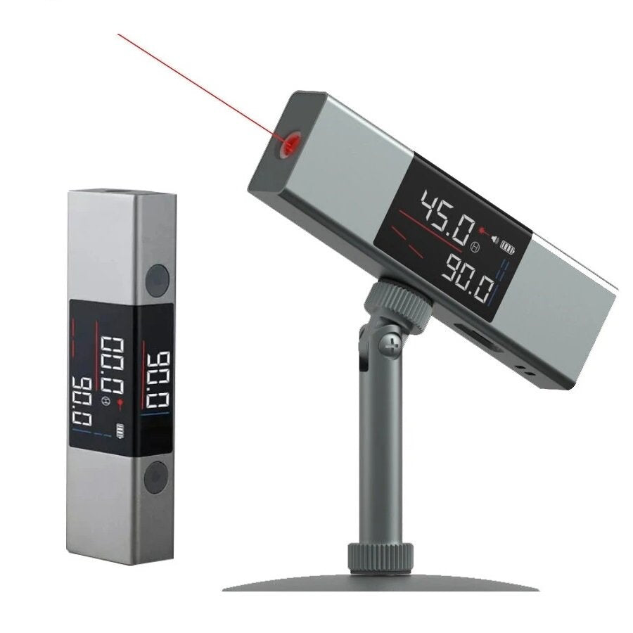2 In 1 Dual Laser Protractor Digital Level Ruler Rechargeable 360 Arbitrary Angle Cast Line Measurement