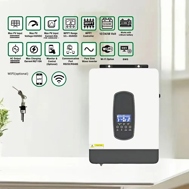 3.8KW Blended Solar Inverter 24V/48V Built-in Pure Sine Wave 110A MPPT Solar Charger Power Home Inverter