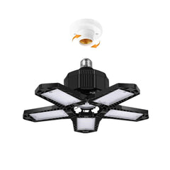 LED Garage Light E26/E27 Deformable Ceiling Light  Warehouse Lighting Bulb with 5 Adjustable Panels
