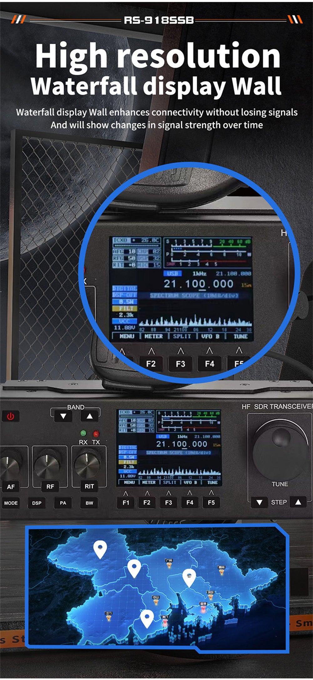 Portable HF SDR SSB Transceiver RS918 amateur Radio vehicle mounted CB ham mobile transceiver car two way radio