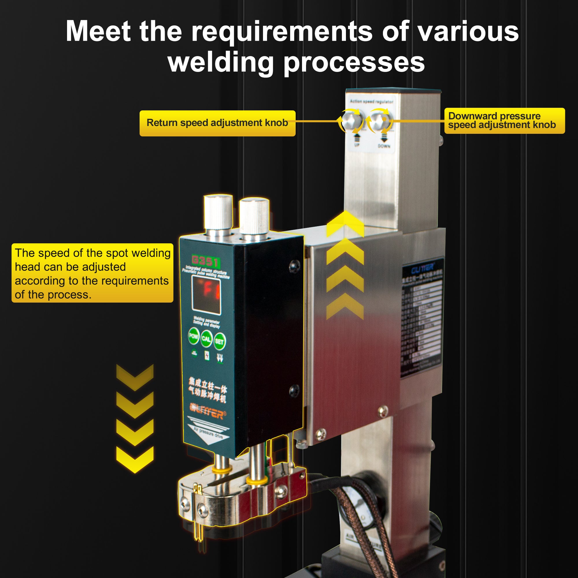 Pneumatic Column Spot Welder Head for Lithium Battery Welding 6kg Max Pressure Adjustable Height for 801H/811A/811H Welding Machine