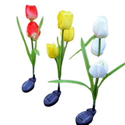 2V Solar Power Mult Tulip Flower Garden Stake Landscape Lamp Outdoor Yard LED Light for Home