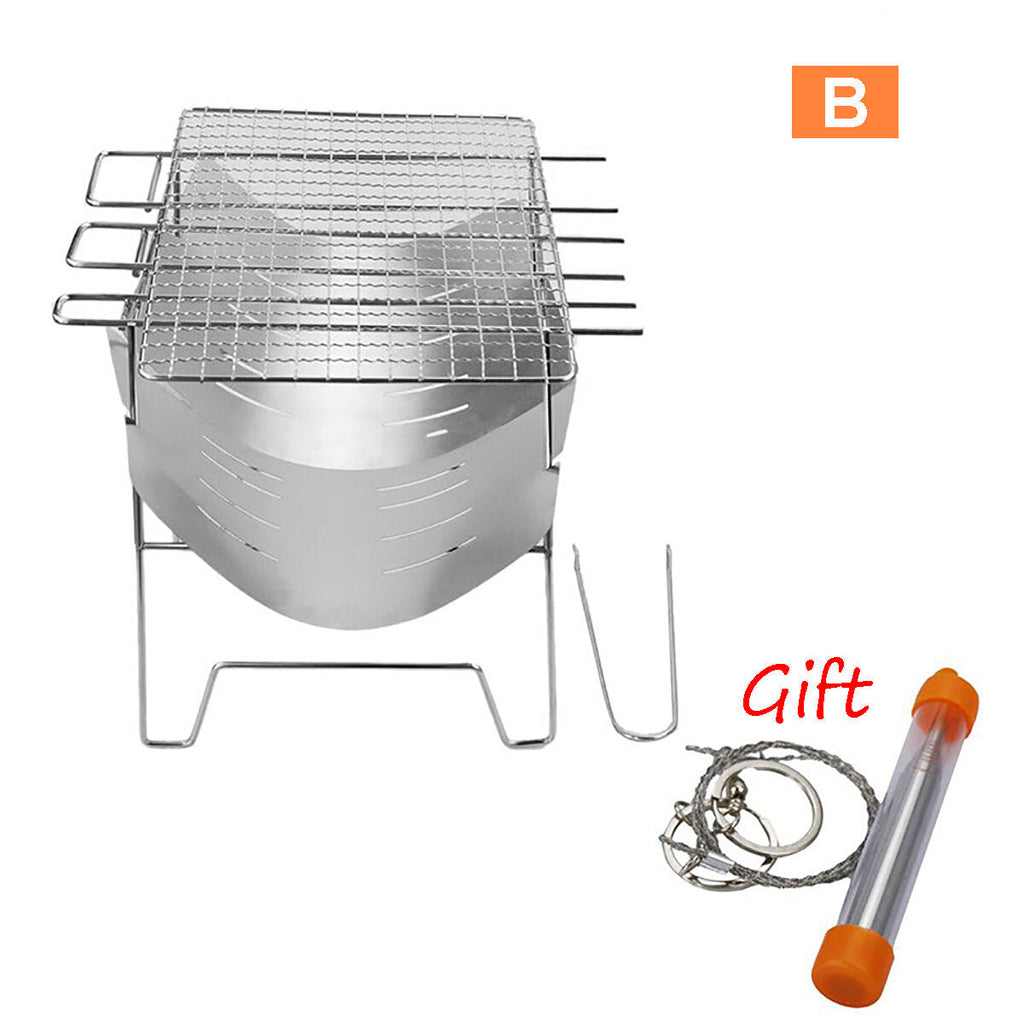 Portable Folding Barbecue Grill Stainless Steel Camping Stove for Outdoor Picnic Camping