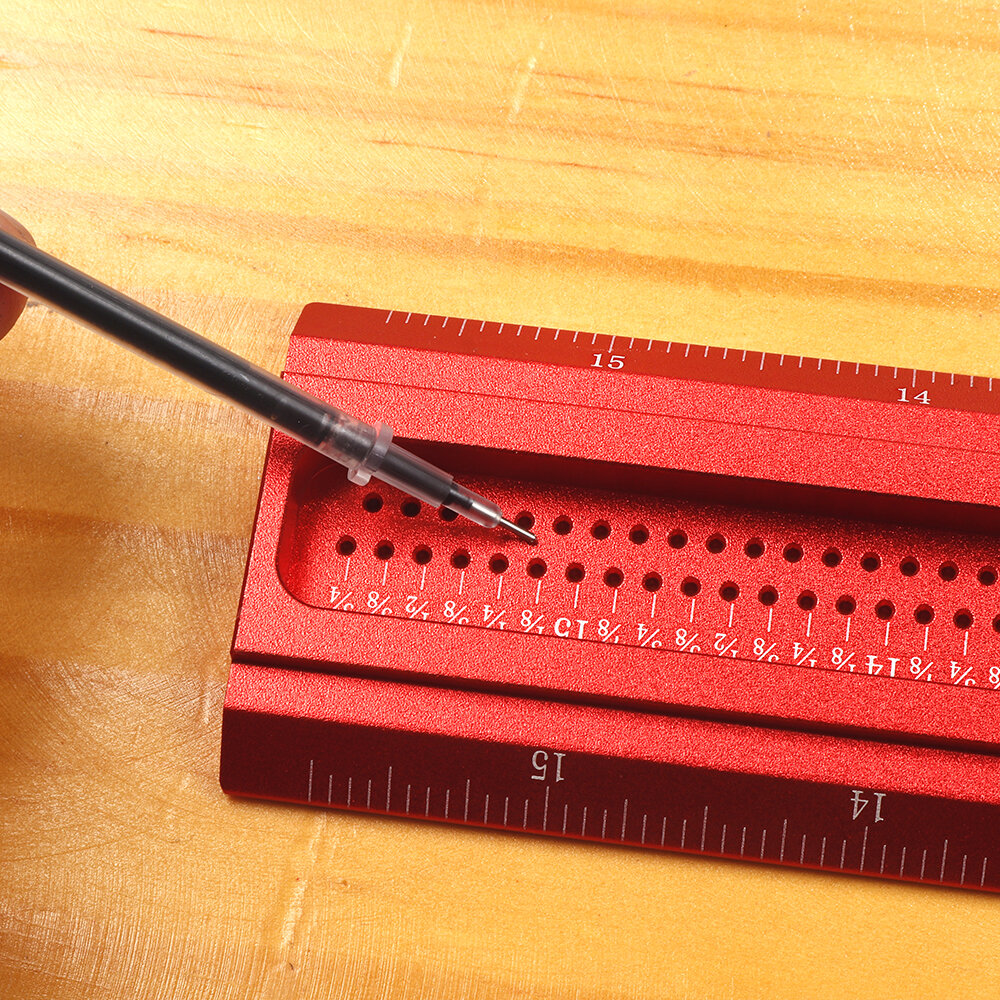 12 to 30 Inch Aluminum Alloy Precision Woodworking Scriber Positioning Marking T Ruler 1/16 Inch Per Hole