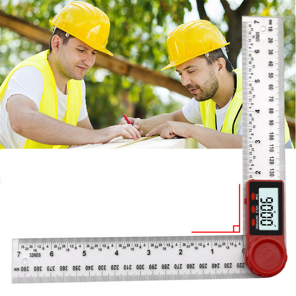 2 in 1 200/300mm Transparent Digital Angle Ruler 360 LCD Display Inclinometer