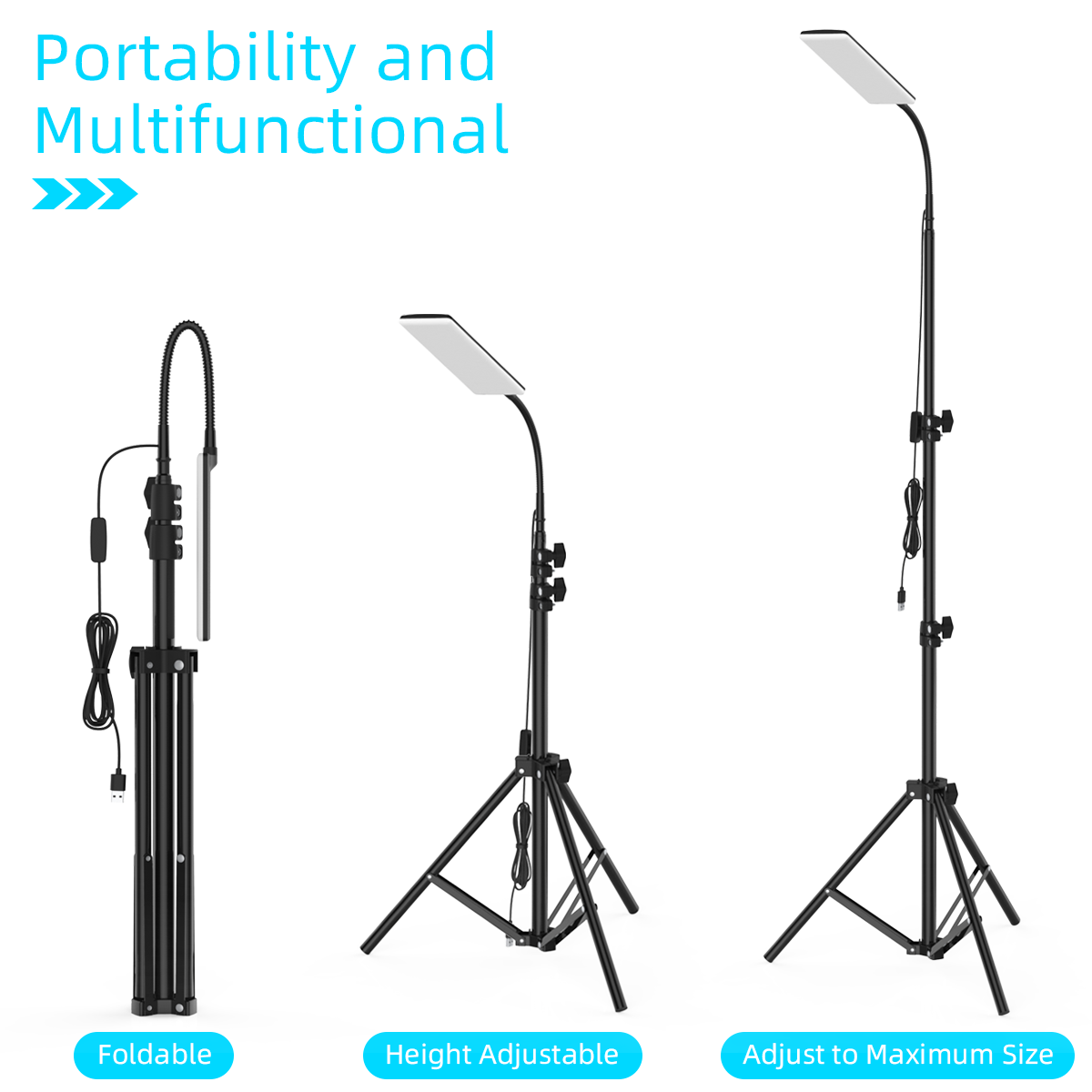 Upgraded Head 84*LED 1.8m Adjustable Tripod Stand Light Portable Outdoor LED Work Lamp Photography Fill Emergency Camping Lantern
