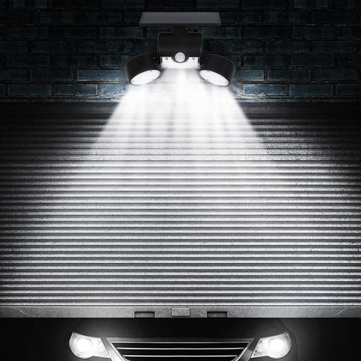LED Solar Power Street Light Double Head Spotlight PIR Motion Sensor Wall Lamp Outdoor Garden Path Yard Lighting