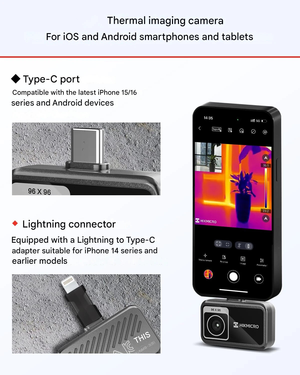 GreenZech Mobile 192 | Smartphone Thermal Camera | 192x192 Super IR Resolution | Professional Infrared Imager for Android & iOS