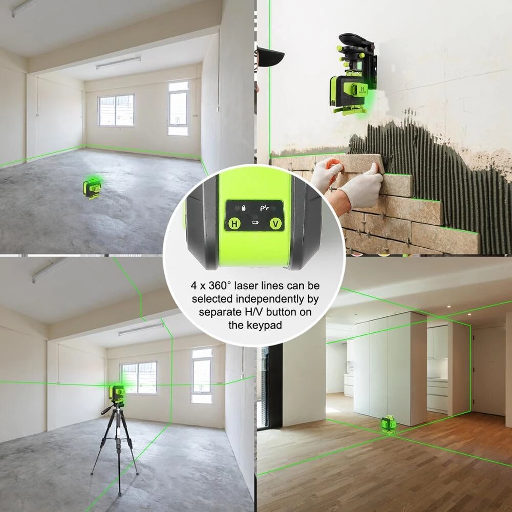 16 lines 4D Cross Line Laser Level Green Beam Line with Remote Control for Tiles Floor Multifunction