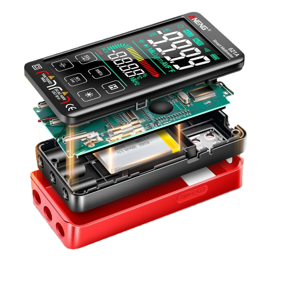 9999 Counts Auto Range Full-screen Touch Smart Digital Multimeter Rechargeable DC/AC Voltage Current Tester Meter