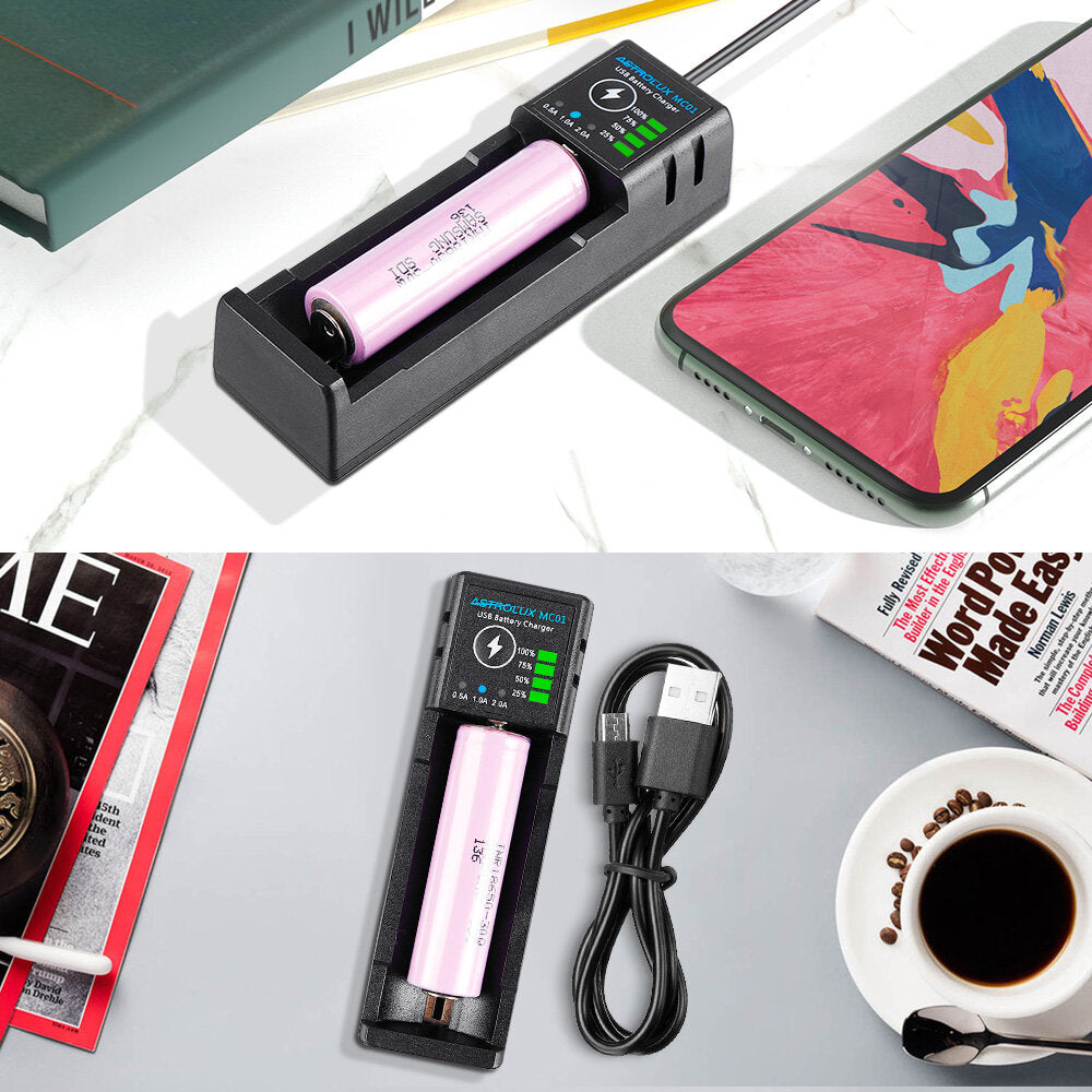 2 in1 USB Charging Mini Battery Charger Portable Mobile Phone Power Bank Current Optional Charger For 18650 21700 26650 14500 Li-ion Battery