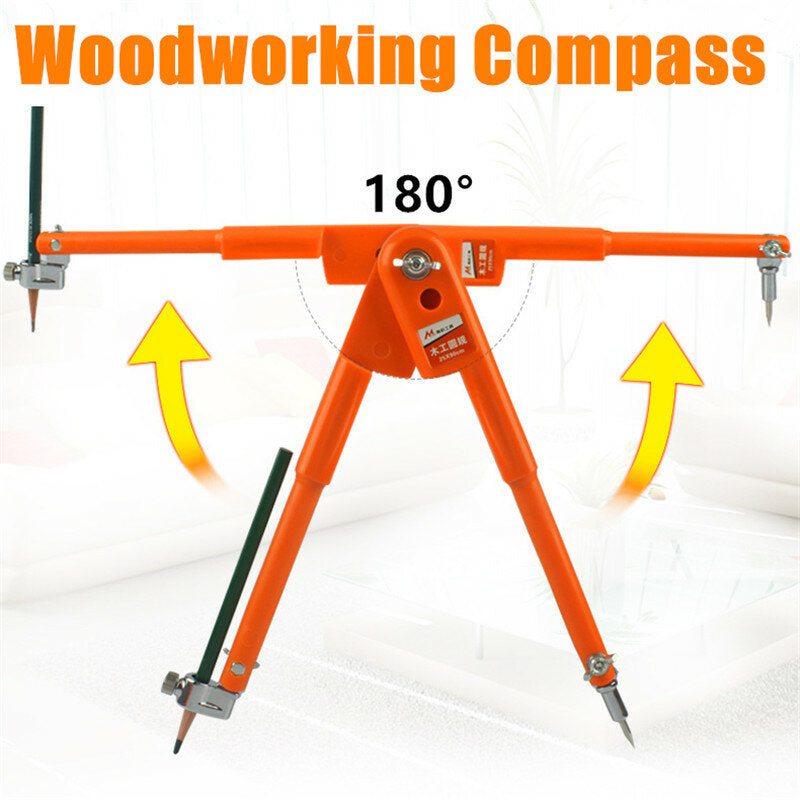 Professional Woodworking Compass Tool for Circles & Outlines, Adjustable Nib, Durable, Ideal for Students & Carpenters