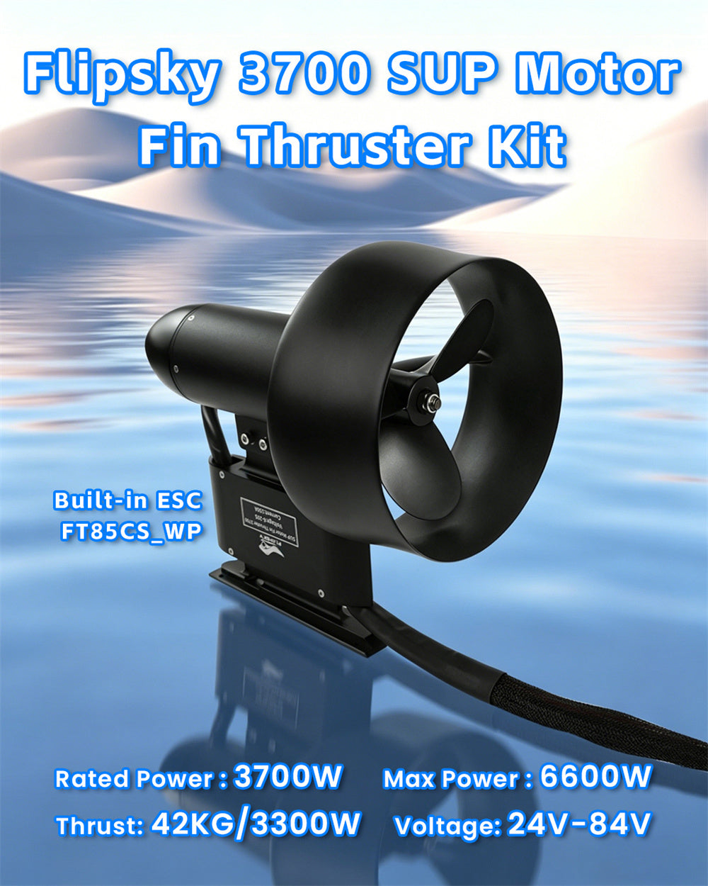 Flipsky 3700 6600W Waterproof Underwater Thruster, Electric Motor for SUP Paddleboards, Kayaks, Jet Boards & Boats