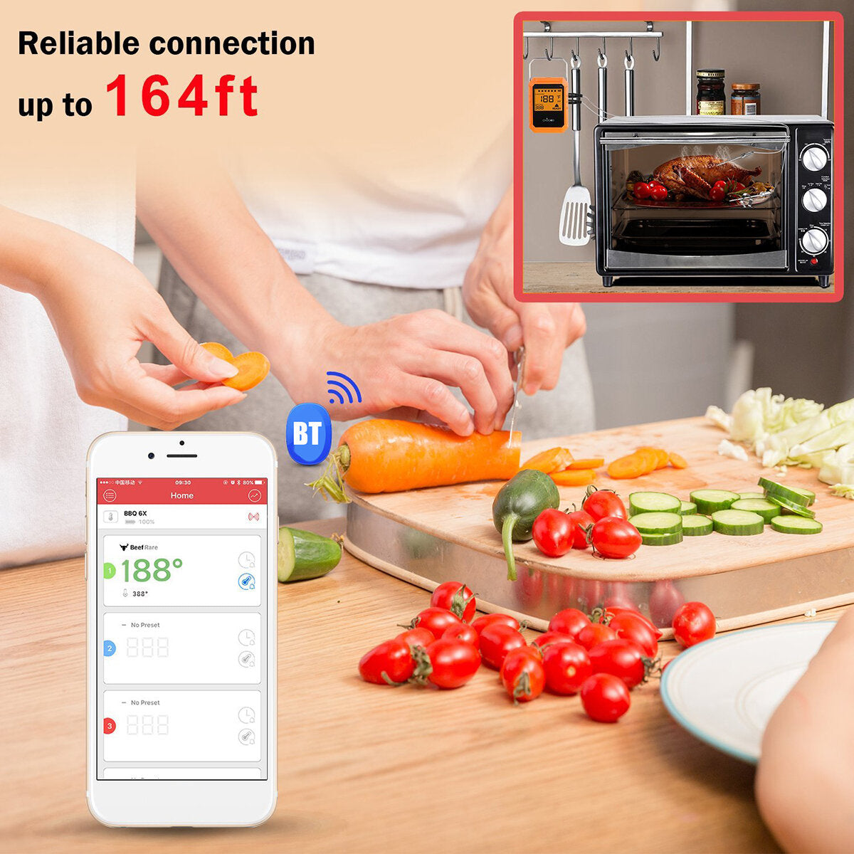 Six Channel Professional Edition bluetooth Barbecue Thermometer Digital Oven Thermome