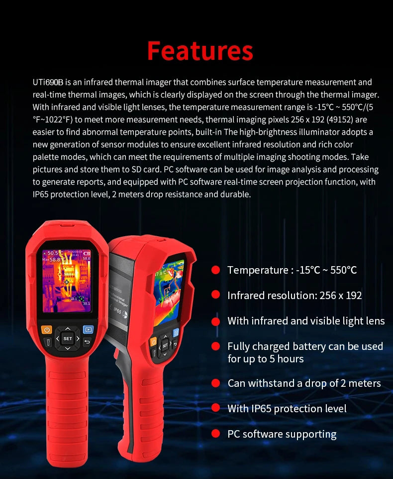 GreenZech Industrial 690 Pro | 256x192 HD Thermal Imaging Camera | Professional Handheld Infrared Diagnostic Imager