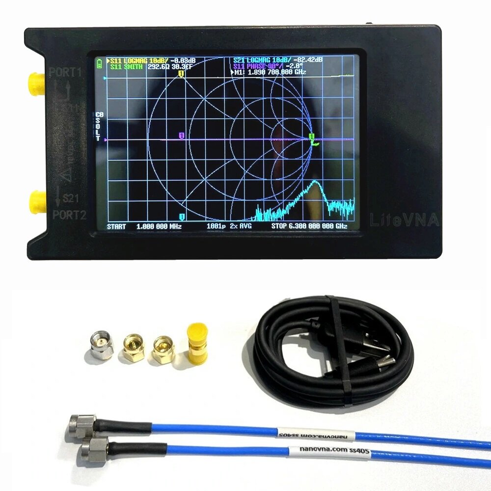 50kHz-6.3GHz LiteVNA 2.8"/3.95" Display Vector Network Analyzer HF VHF UHF Antenna