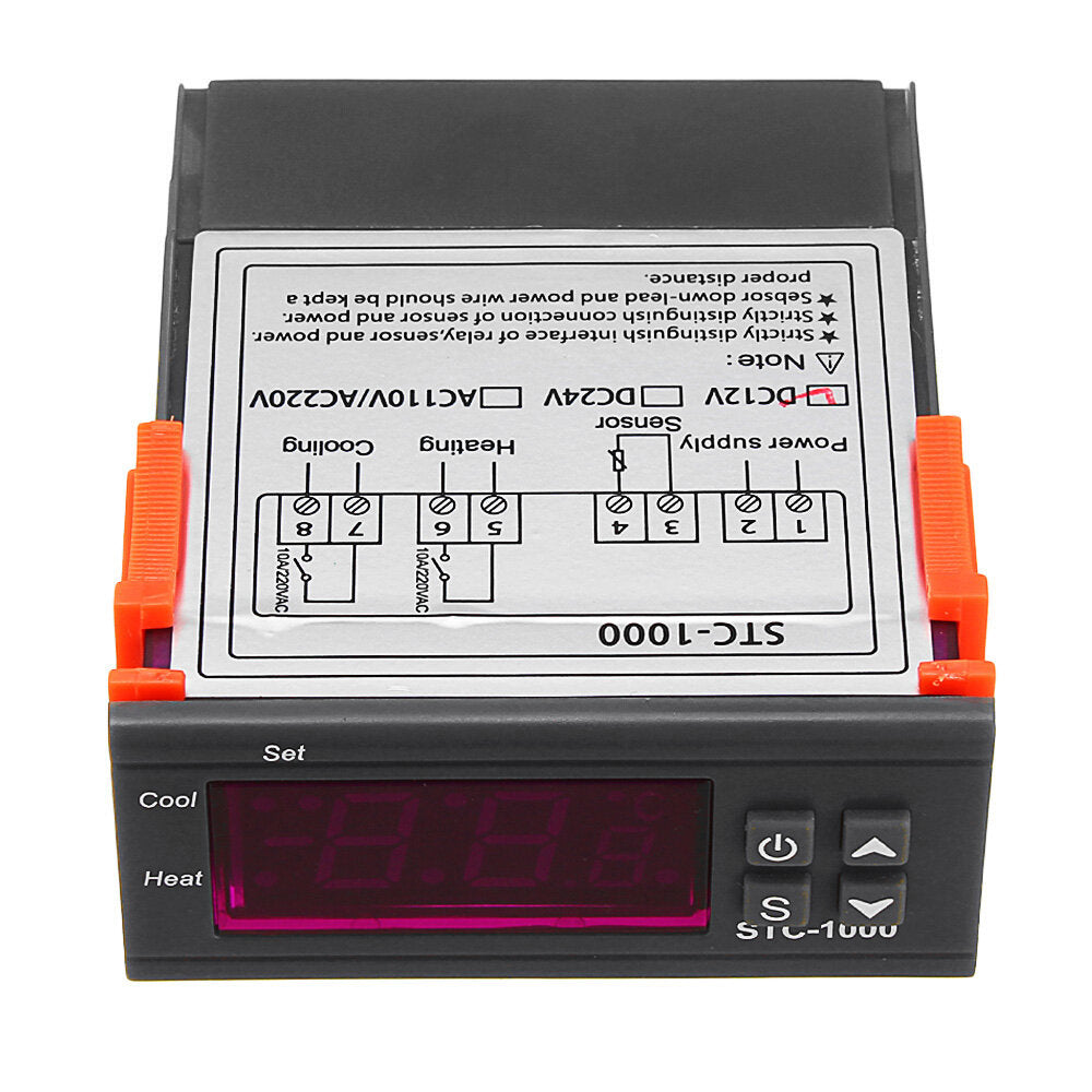 110V/220V/12V/24V 10A 2 Relay Output LED Digital Temperature Controller Thermostat Incubator With Sensor Heater And Cooler