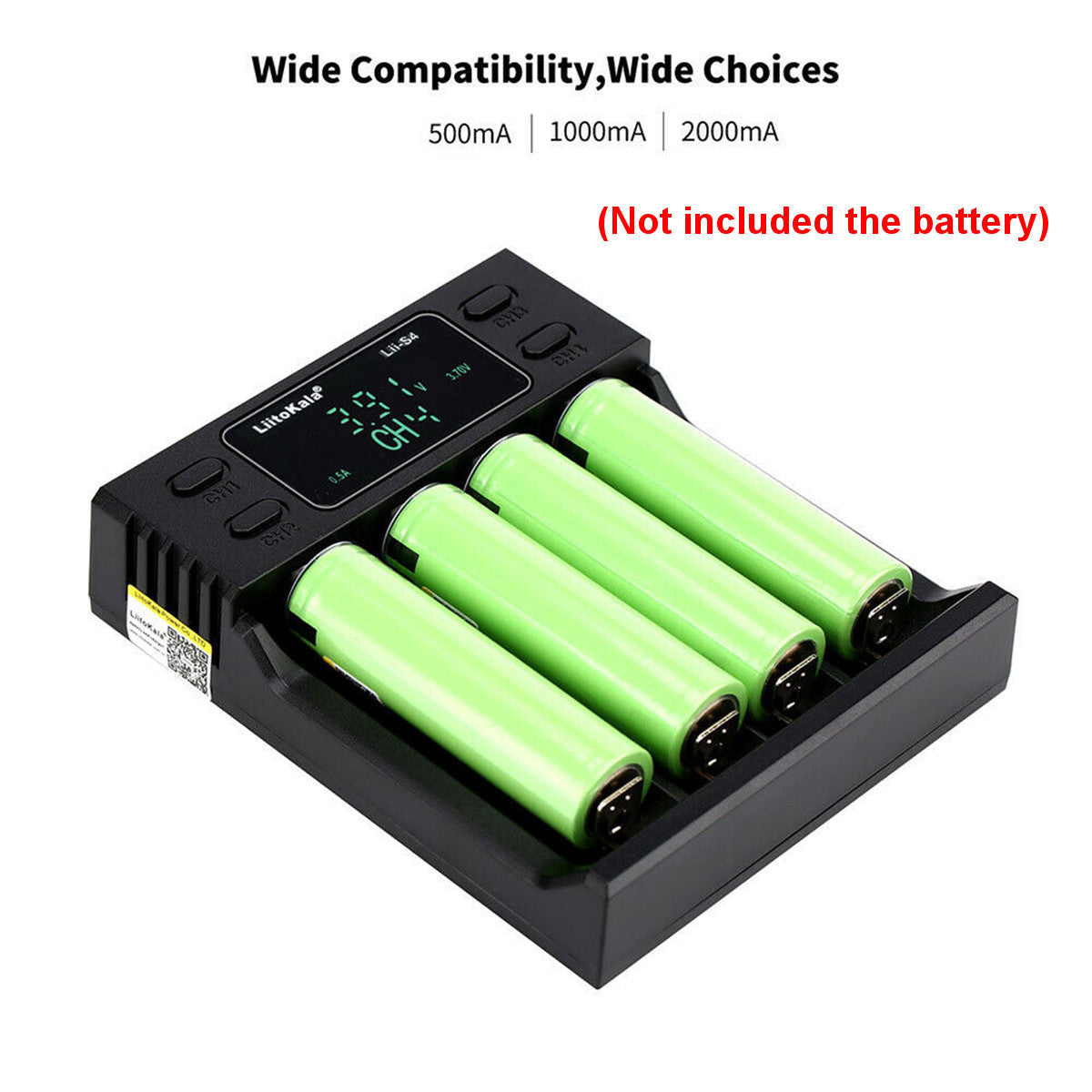 LCD Smart Battery Charger 4 Slot Charger for 18650 26650 18350 NiMH AA