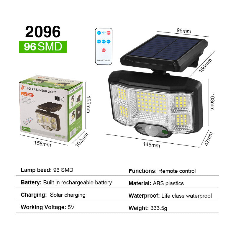 Solar Lights Outdoor LED/COB Wireless Motion Sensor Light Integrate/Separate Design Wide Angle with 3 Lighting Modes IP65 Waterproof Garden Solar Lamp