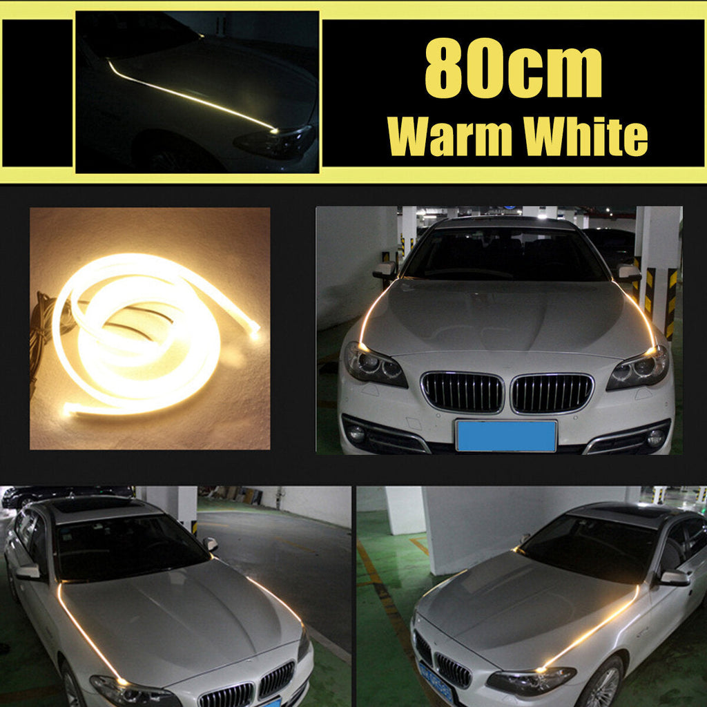 2PCS Hood LED Light Strip Grilles Under Spoiler Scanning LED Knight Rider