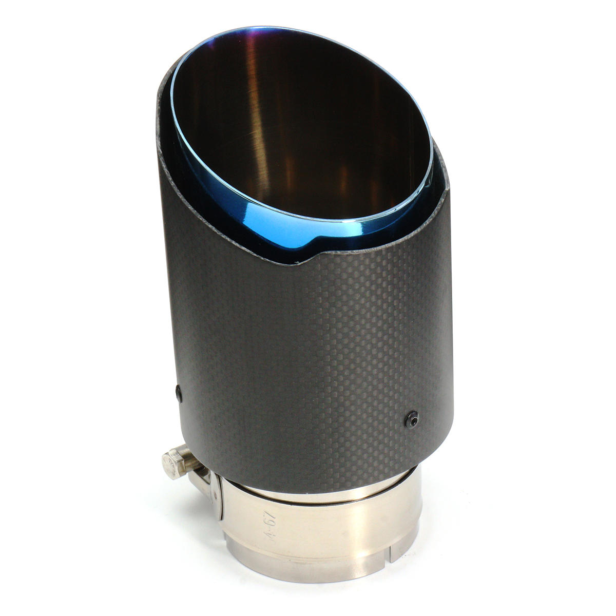Universal 63mm Blue Steel End Carbon Fiber Exhaust Muffler Tip Pipe