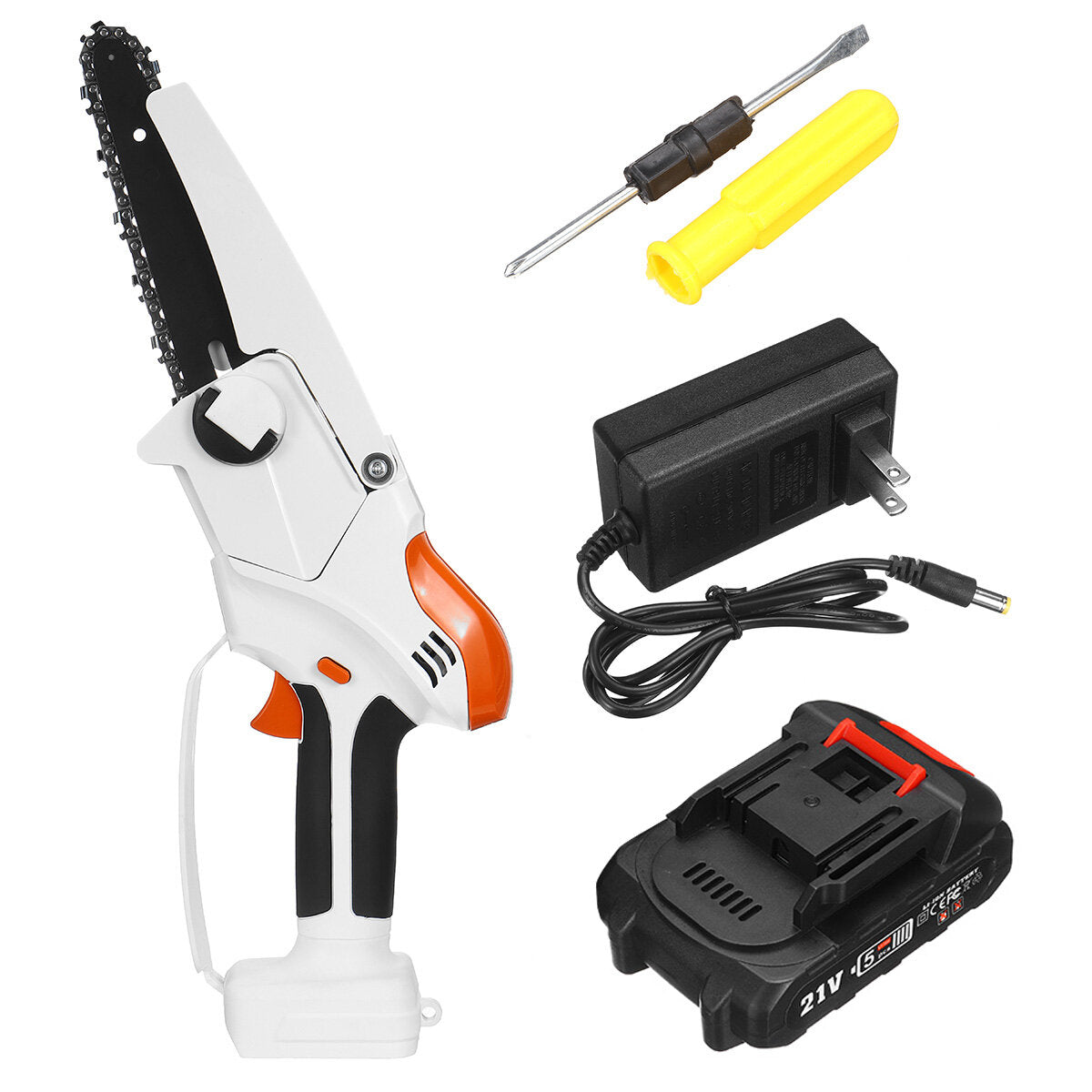 6 Inch Portable Electric Chain Saw Mini Cordless Rechargeable Woodworking Wood Cutting Tool