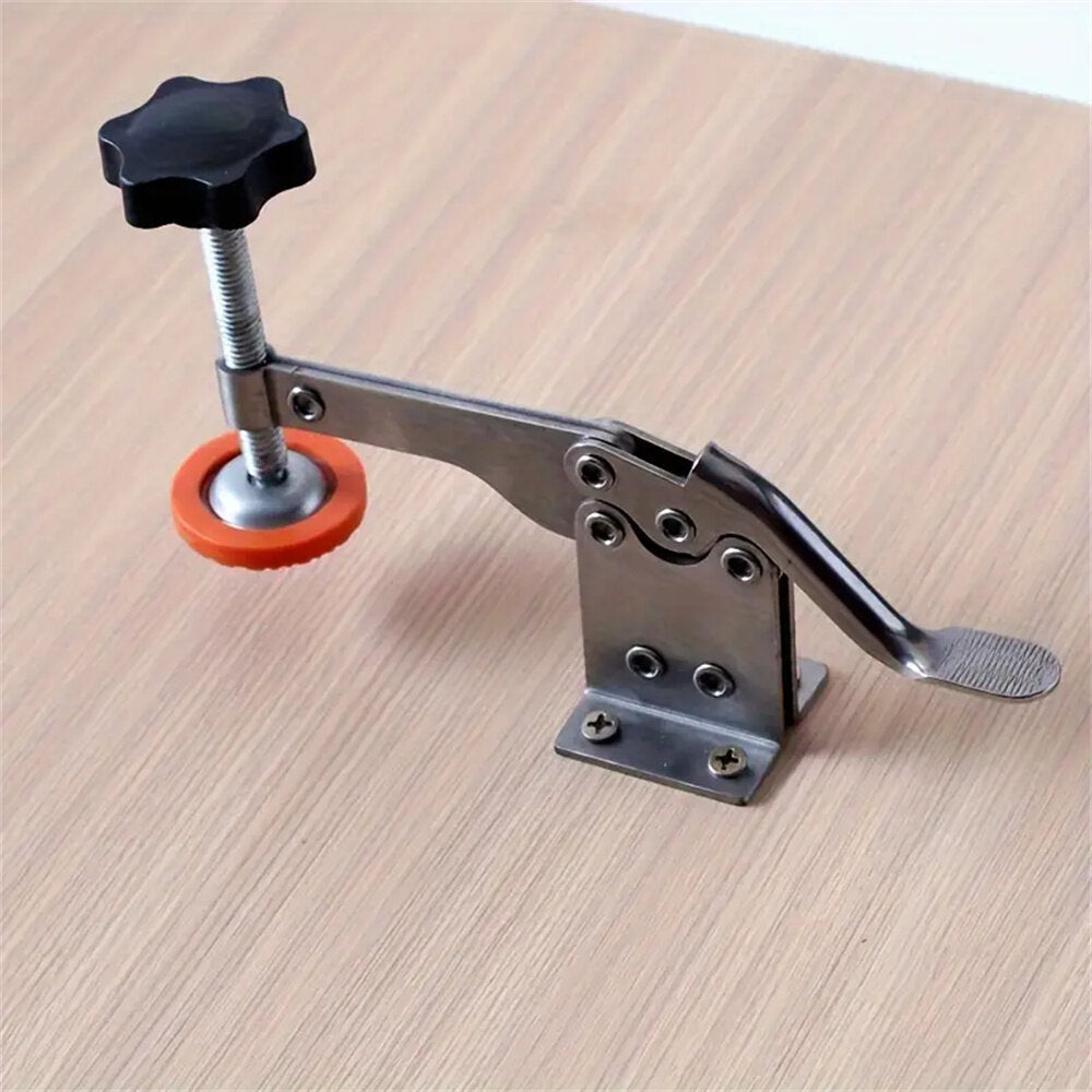 Quick-Release Horizontal Toggle Clamp, 0-35mm Adjustable, Durable Stainless Steel, Anti-Slip Handle for Woodworking