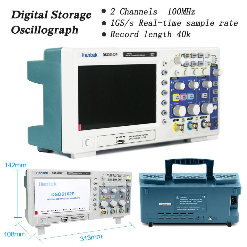 USB Digital Storage Oscilloscope 2Channels 100MHz 1GSa/s