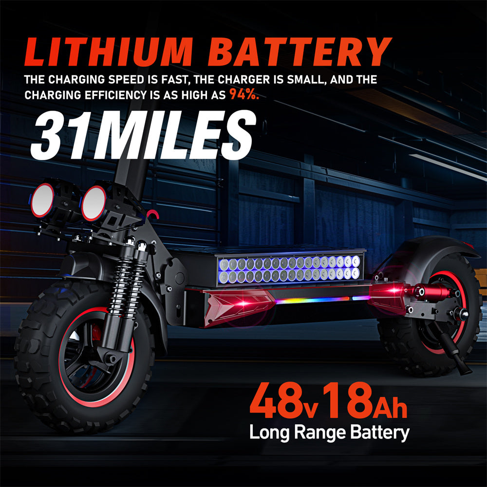 Electric Scooter 18Ah 48V 1200W Motor Recommended Top Speed 25KM/H 11 Inches Off-Road Tire Electric Scooter 50KM Range Max Load 150Kg FREEBOY J11MAX