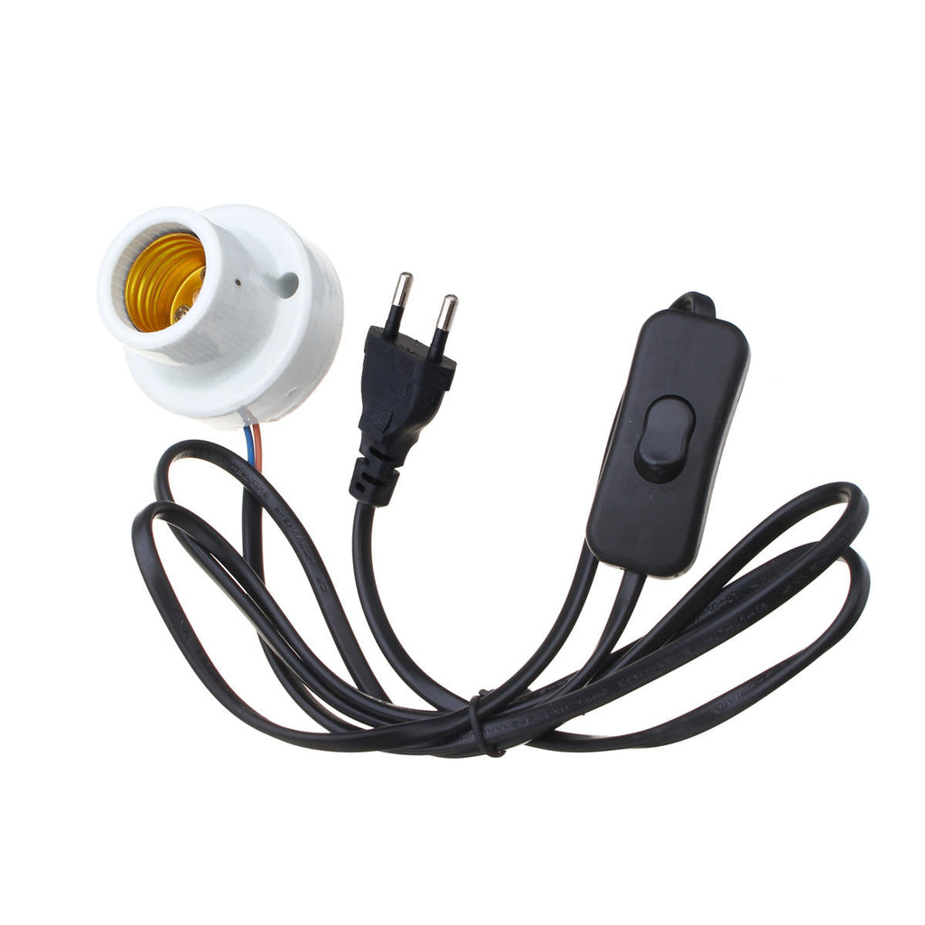E27 Straight Mouth Reptile Ceramic Heat Lampholder Bulb Adapter with Switch AC110-240V