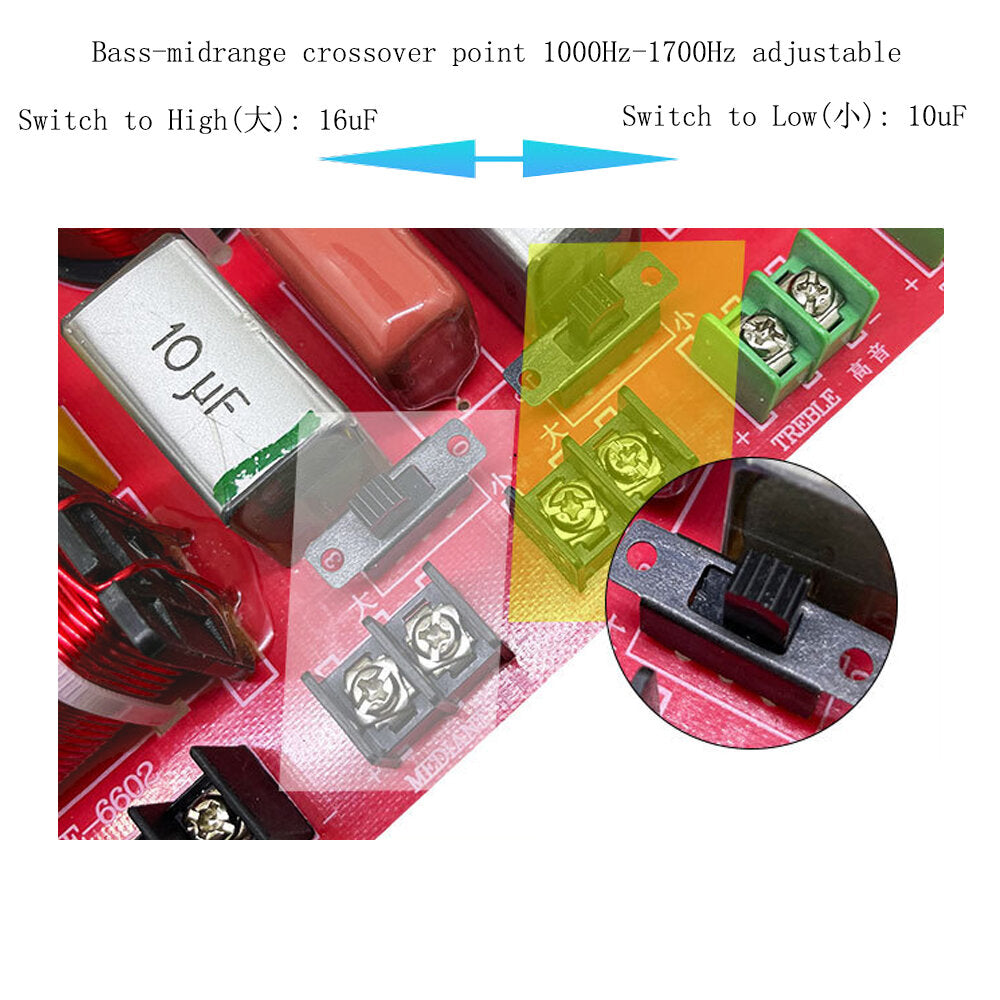 400W Two high Two Middle Two Low Six Frequency Divider Hi-Fi high Fidelity Home Theater Audio Upgrade Speaker Divider