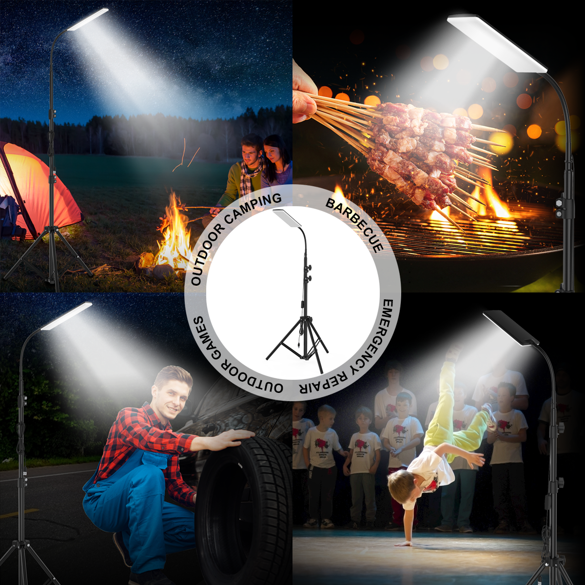 Upgraded Head 84*LED 1.8m Adjustable Tripod Stand Light Portable Outdoor LED Work Lamp Photography Fill Emergency Camping Lantern