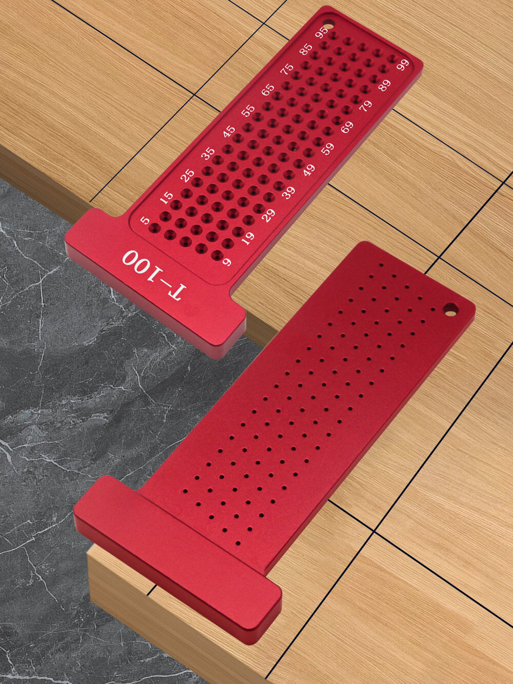 T-100MM CNC Machined Aluminum Woodworking Scriber Ruler - Metric/Imperial, Compact, Versatile Design, 0-100mm/0-4in