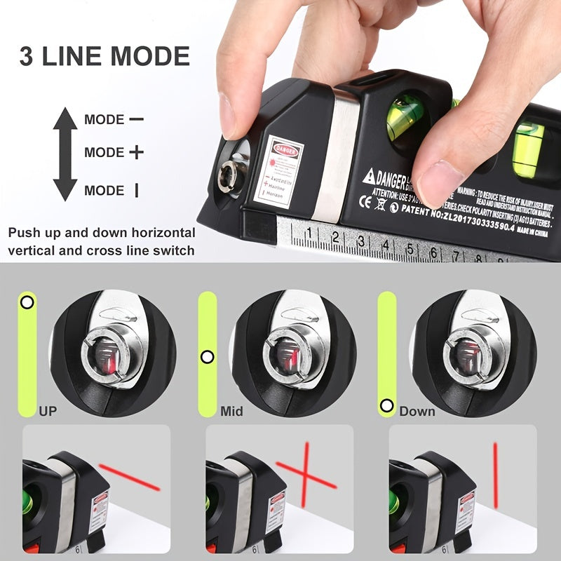 4 In 1 Infrared Laser Level Cross Tape 2.5M Multipurpose Measuring Tool