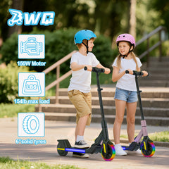Kids Electric Scooter with LED Lights, 21.6V 2.6AH, 150W Motor, 6 Inch Solid Tires, 10KM/H Top Speed, 8-10KM Range, 70KG Max Load