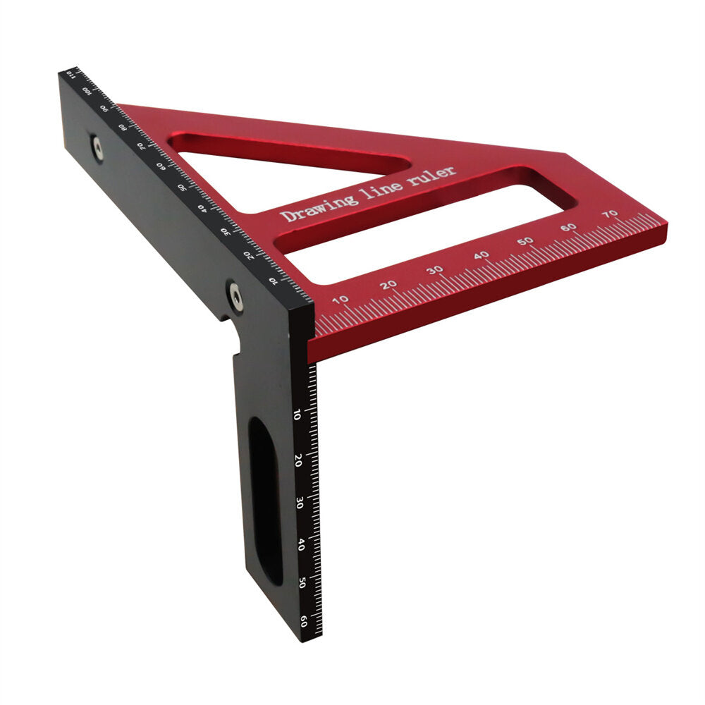 Multi-Functional Aluminum Woodworking Ruler - High Precision 0-76mm, Durable, Black/Red, Easy to Use Tool