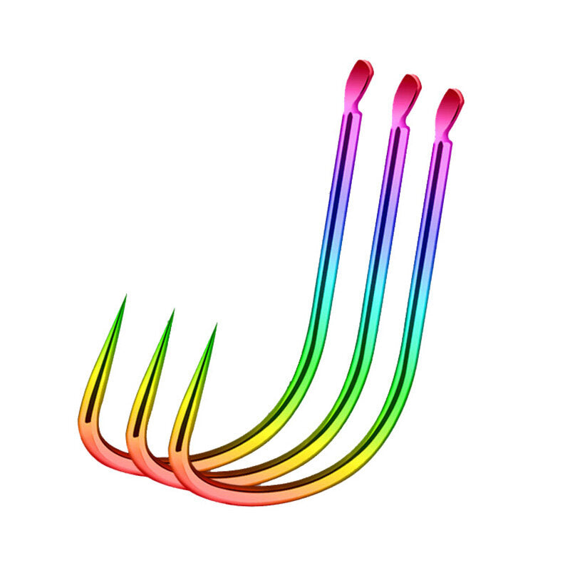 30pcs 6.4/8.2/10mm Colorful 100c Carbon Steel Fishing Hook Colorful No Barb Japan Fly Fish