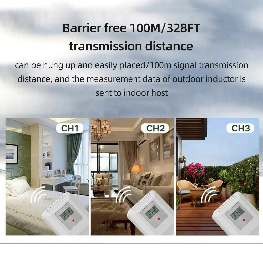 Wifi Wireless Weather Station Alarm Clock With 7.5 Inch Display / Atomic Clock / Weather Forecast / Outdoor Thermometer / Air Pressure / Moon Phase