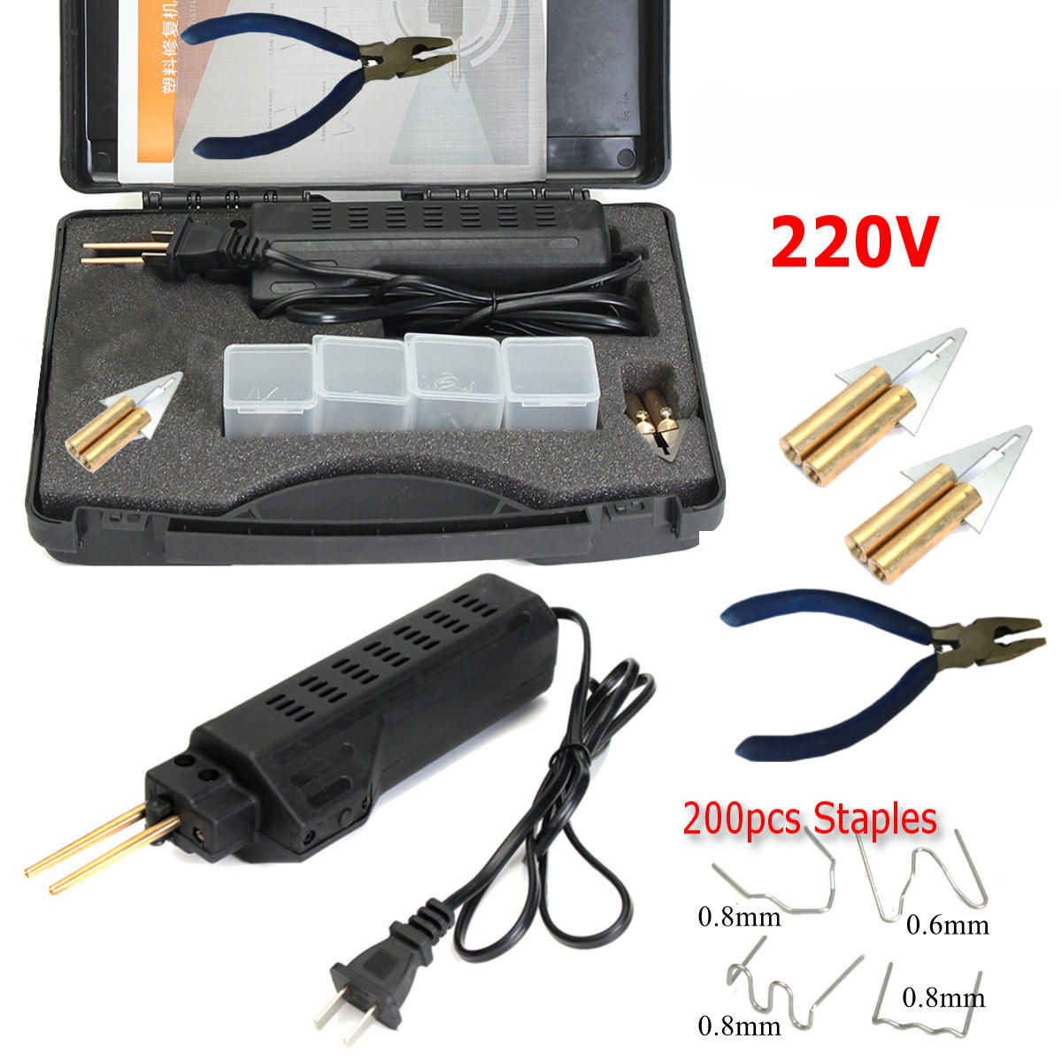 206 pcs Hot Stapler Bumper Fender Fairing Welder Plastic Repair Kitl