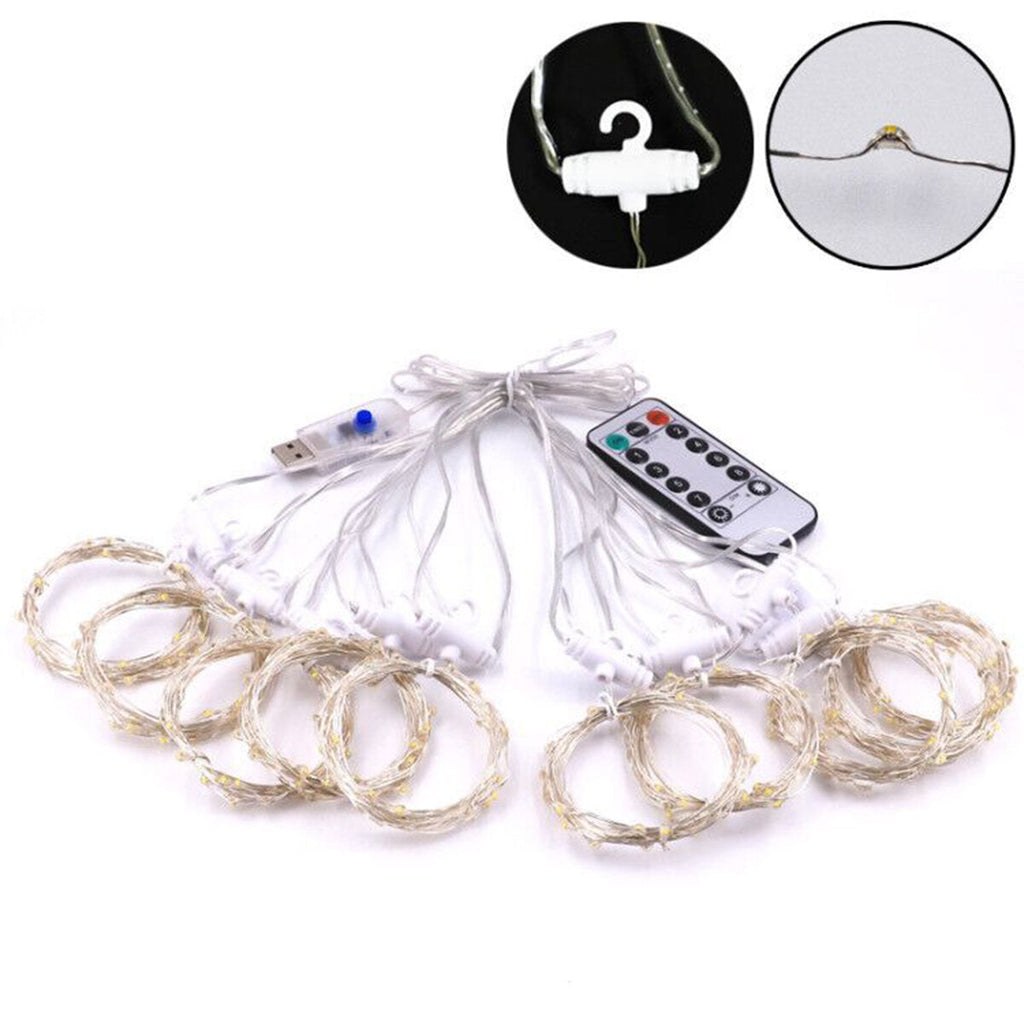 3*3m 300LED USB Waterproof LED Window Curtain String Lights Remote Control 8 Modes Fairy Lights Home Christmas