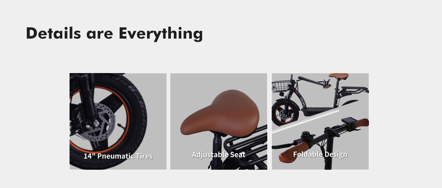 Electric Scooter w/ Seat 48V 17.5AH Battery 500W Motor Recommended Top Speed 25KM/H 14inch 100KM Max Mileage 120KG Max Load E-Scooter