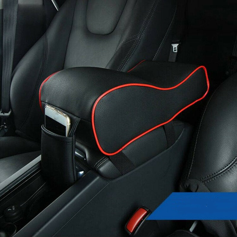 Universal PU Leather Car Arm Rest Pad Memory Foam Auto Arm Rests Covers with Phone Pocket